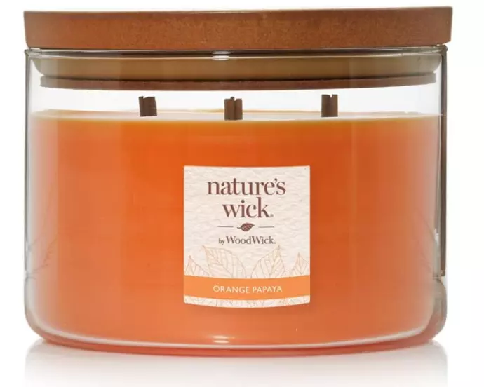 Woodwick Duftkerze Natures Wick Orange Papaya Large Tumbler