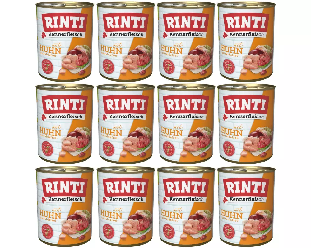Rinti Nassfutter Kennerfleisch pur Dose Huhn, 12 x 800 g