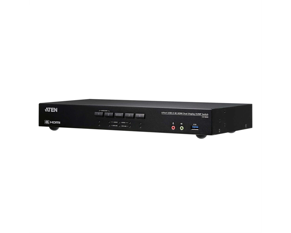 ATEN CS1844 4-Port True 4K HDMI Dual-View KVM Switch mit Audio & USB 3.0Hub