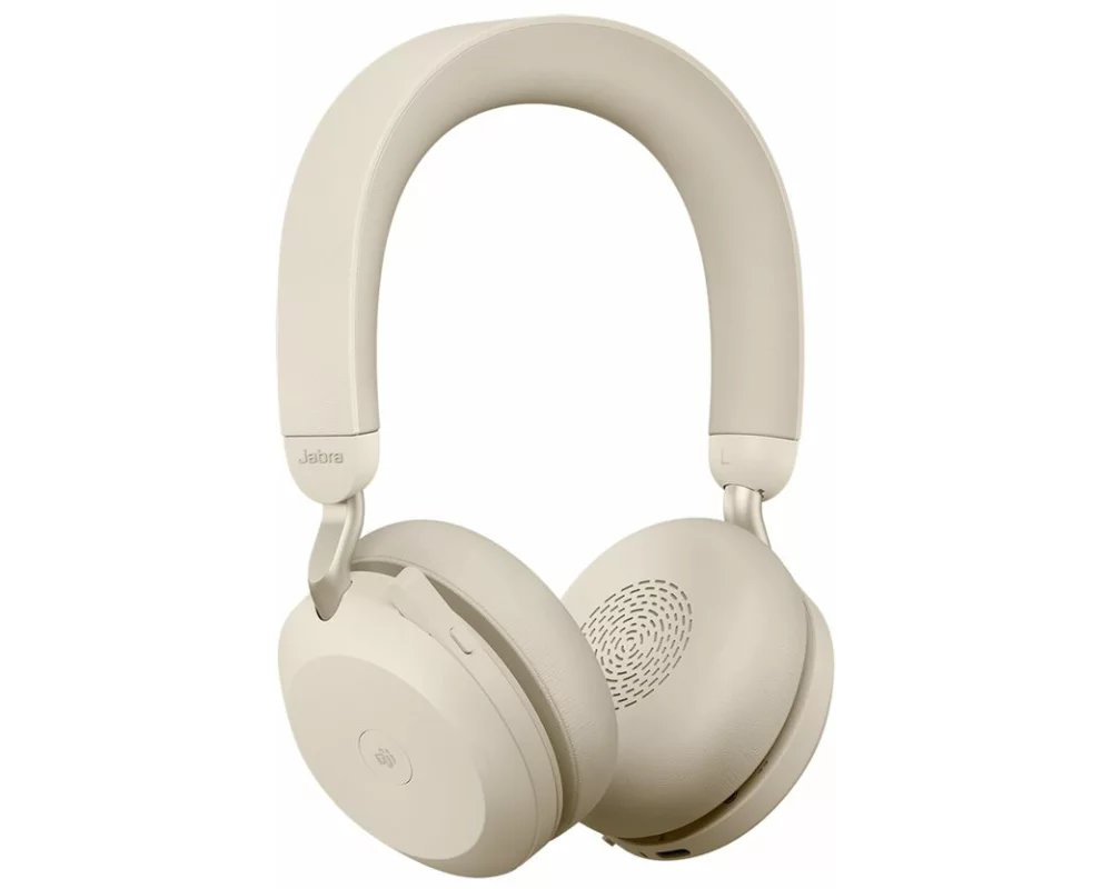 Jabra Evolve2 75 Headset on-ear Bluetooth wireless active noise cancelling USB-A noise isolating beige Certified for Microsoft T