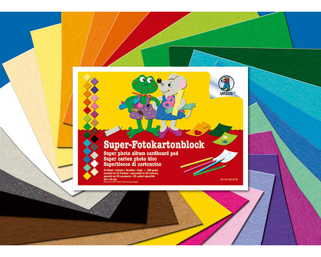 URSUS Fotokarton 24x34cm 3760000 25 Farben ass. 25 Blatt