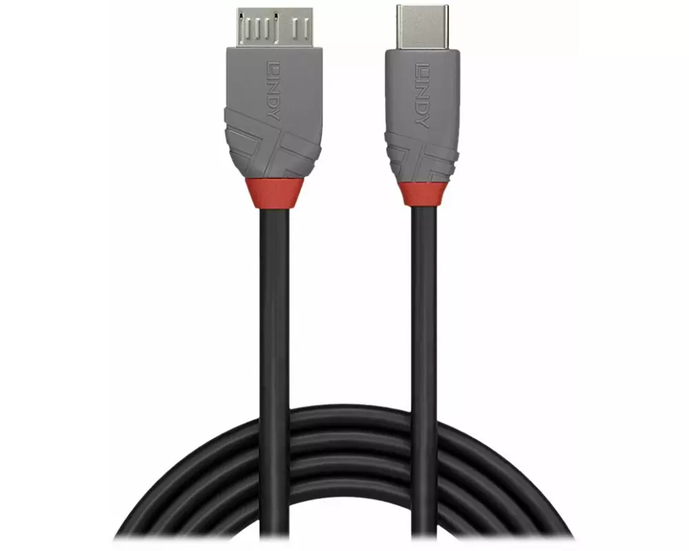 LINDY 1m, USB 3.2, Type C, to Micro-B, Cable, Anthra Line