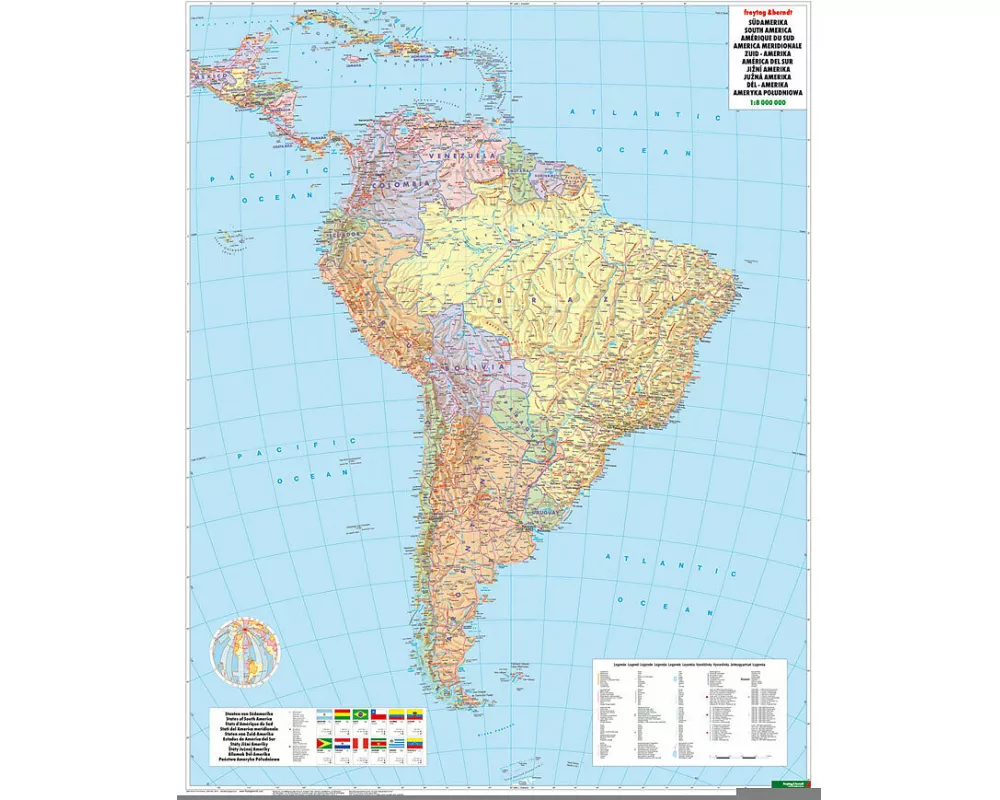 freytag & berndt Poster Südamerika Politisch 1:8 Mio