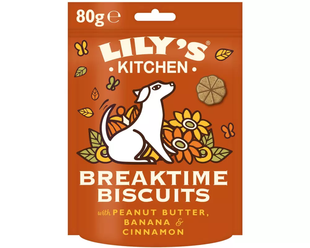 Lily's Kitchen Snack Breaktime Biscuits, Erdnussbutter/Banane, 80 g