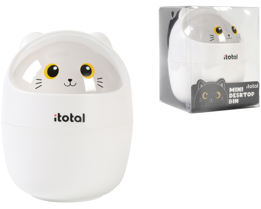 I-TOTAL Mini-Mülleimer 16x12cm XL2702 White Cat