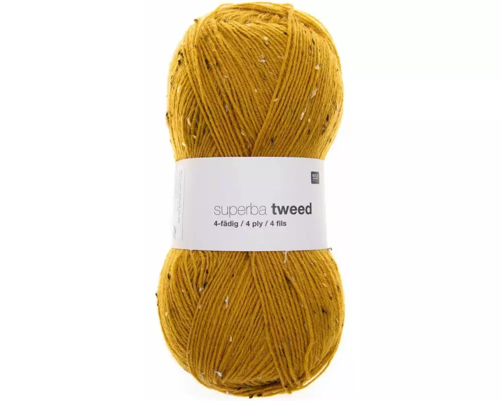Rico Design Wolle Soft Tweed für Socken 4-fädig, 100 g, Senfgelb