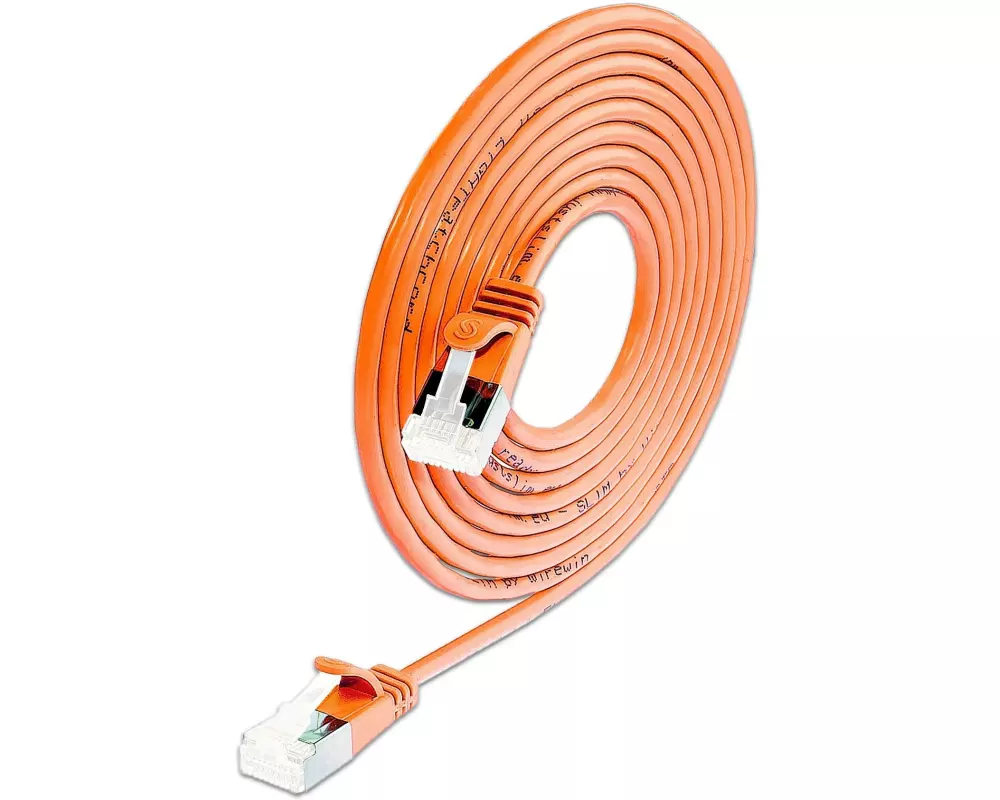 SLIM Wirewin Patchkabel Cat 6A, U/FTP, 1 m, Orange