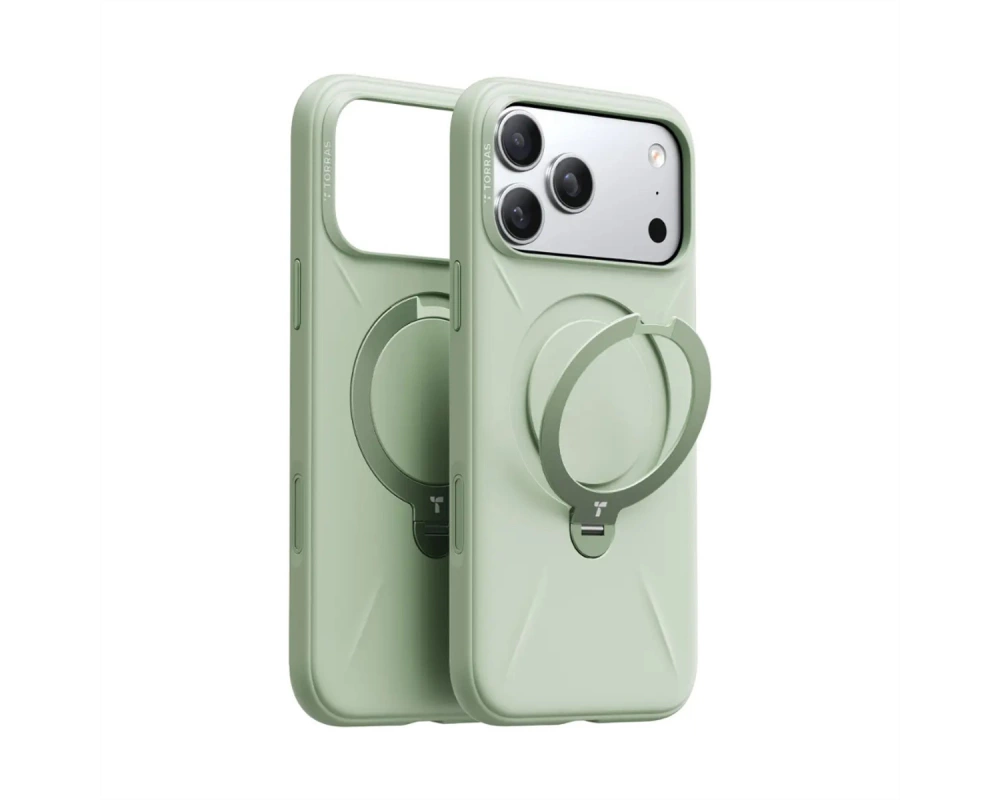 Torras Ostand Spin Softune Schutzhülle, iPhone 17 Pro, MagSafe, grün