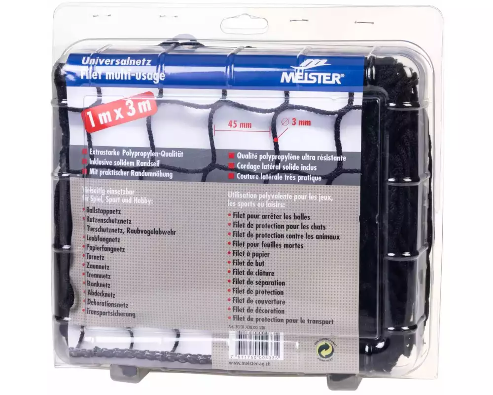 Meister Universalnetz knotenlos, Ø 3 mm / 1 x 3 m, Schwarz