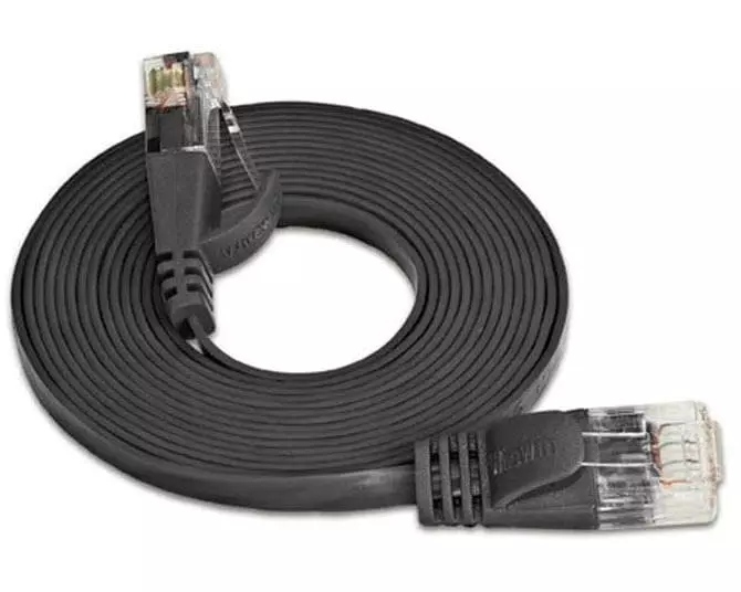 SLIM Slimpatchkabel RJ-45 - RJ-45, Cat 6, UTP, 25 m, Schwarz