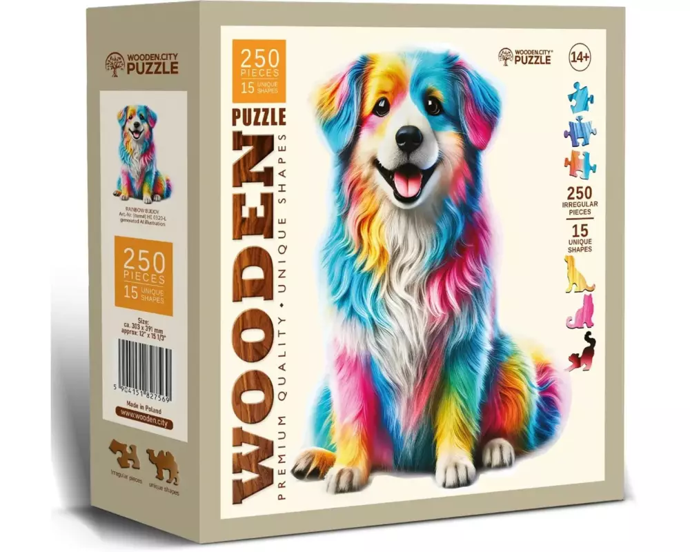 Wooden City Holz-Puzzle Rainbow Buddy Dog L 250 Teile