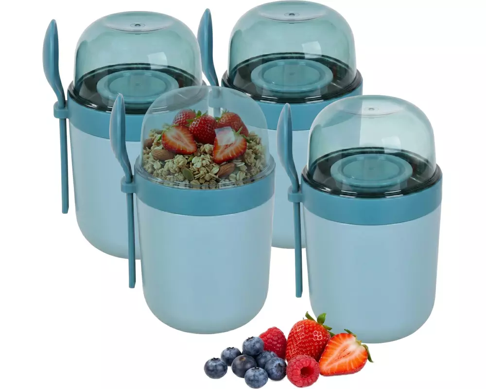 relaxdays Lunchpot to go, 4er Set, Blau