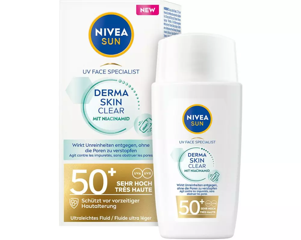 NIVEA SUN Gesichtsfluid UV Face Derma Skin Clear SPF 50+ 100 ml
