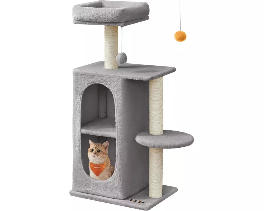 Feandrea Kratzbaum mit 2 Höhlen Hellgrau