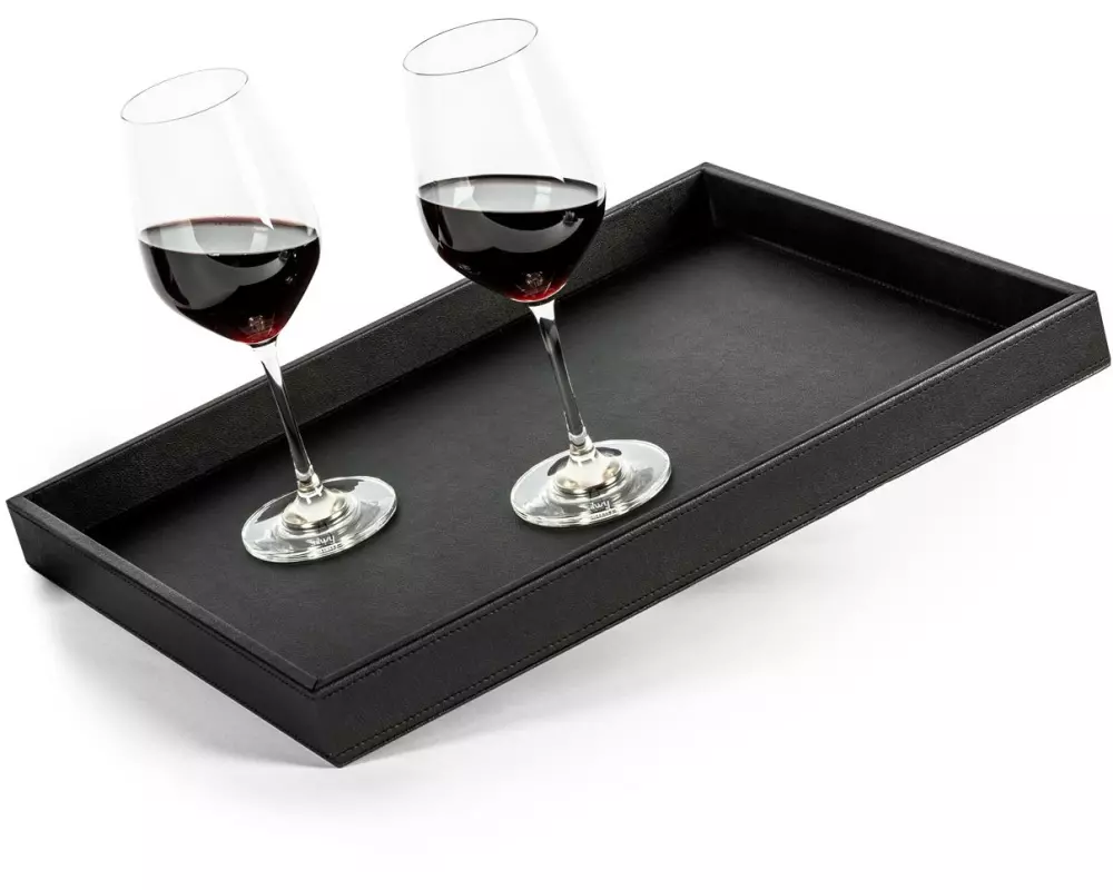 Silwy Metall-Tablett im Leder-Look Schwarz