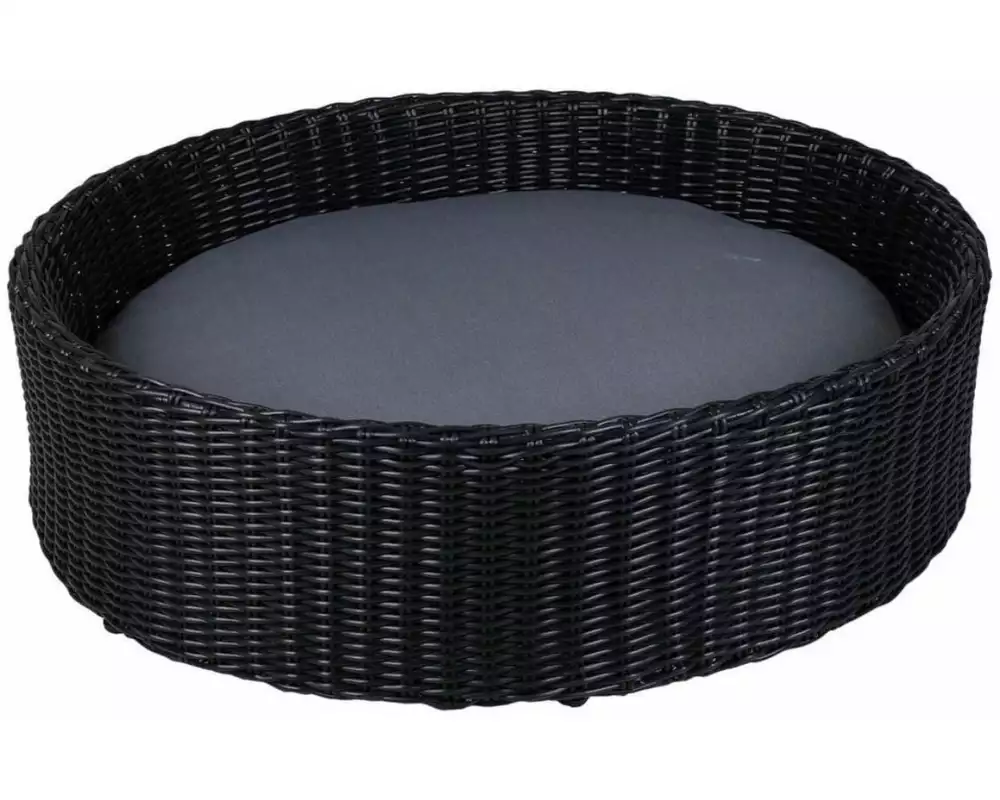 greemotion PET Hunde-Sofa Rattan-Optik rund, Schwarz, Grösse S