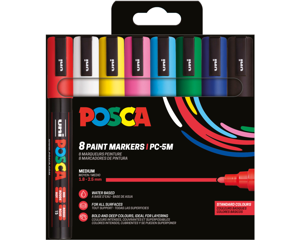 Uni Permanent-Marker POSCA 1.8 - 2.5 mm, 8 Stück