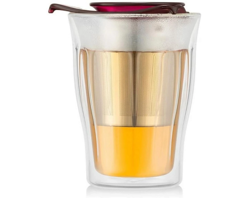 Bodum Copenhagen Set Doppelwandiges Glas 350 ml, Cranberry