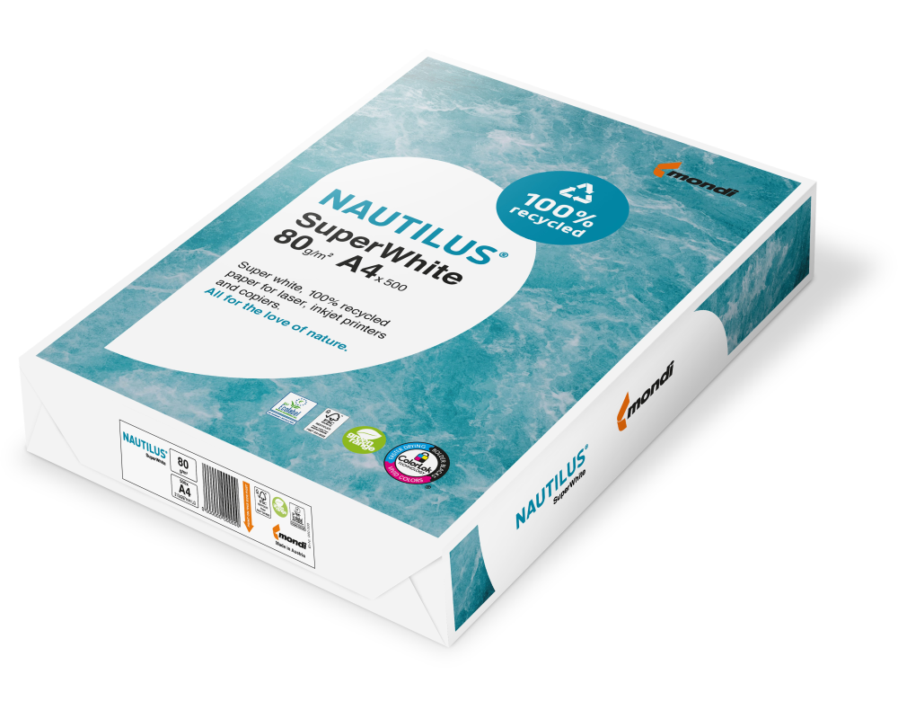 NAUTILUS SUPER WHITE Kopierpapier A4 88020366 80g, recycling 500 Blatt