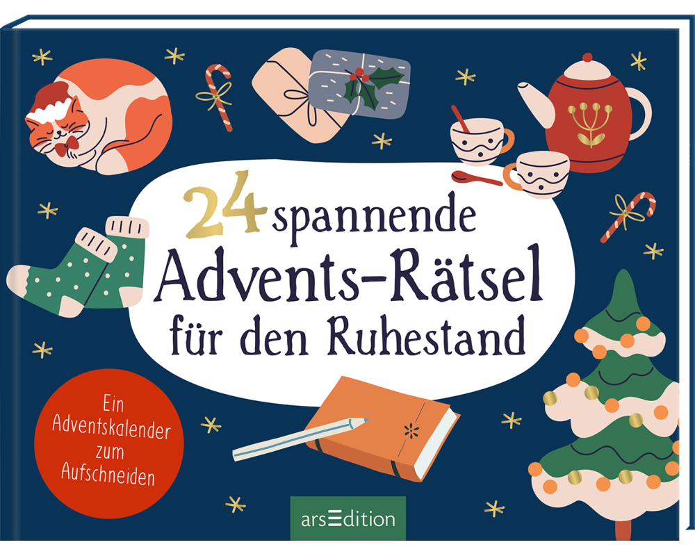 ARS EDITION Adventskalender 16x20.5x1.5cm 135732 24 Advents-Rätsel Ruhestand