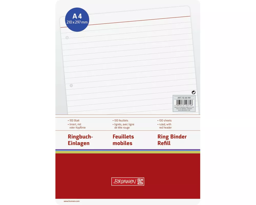 Brunnen Ringbucheinlagen A4 Liniert