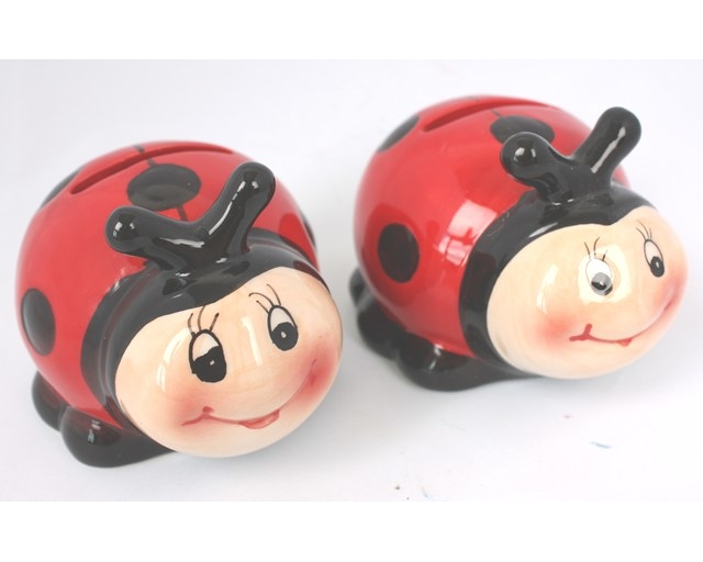 ROOST Sparkasse Marienkäfer mini 14585 rot/schwarz 8x7x5cm