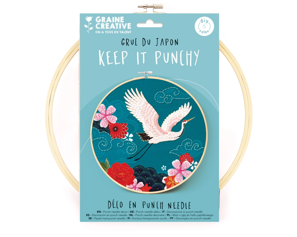 GRAINE CREATIVE Punch Needle Kit 25cm GC-420340 Japanischer Kranich