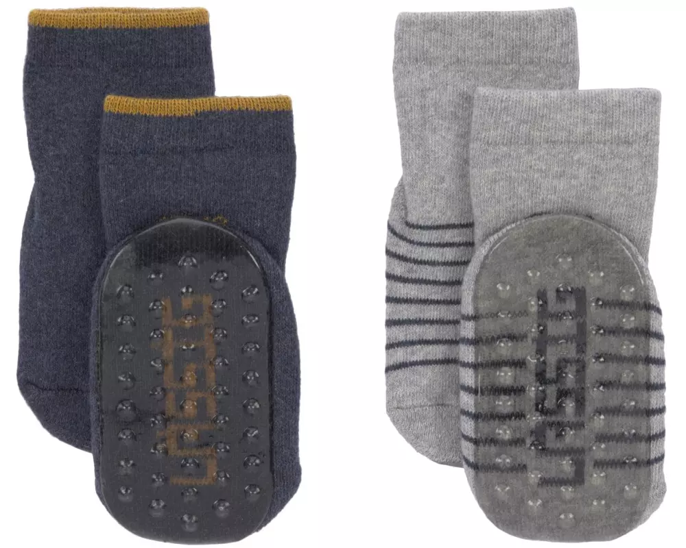 Lässig Antirutsch-Socken Blue/Grey 2er Set Gr. 15-18