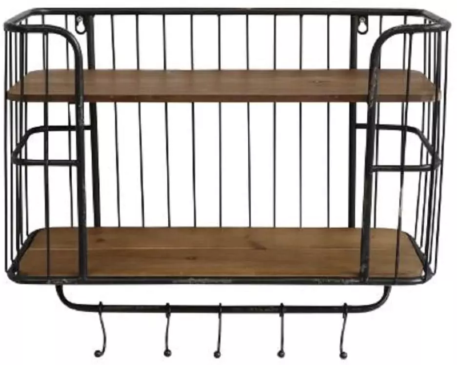 Chic Antique Küchenregal Kiefernholz, Schwarz / Braun