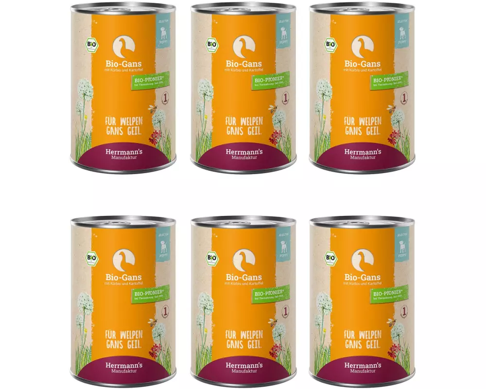 Herrmann's Nassfutter Bio Gans mit Kürbis und Kartoffel 6 x 400 g