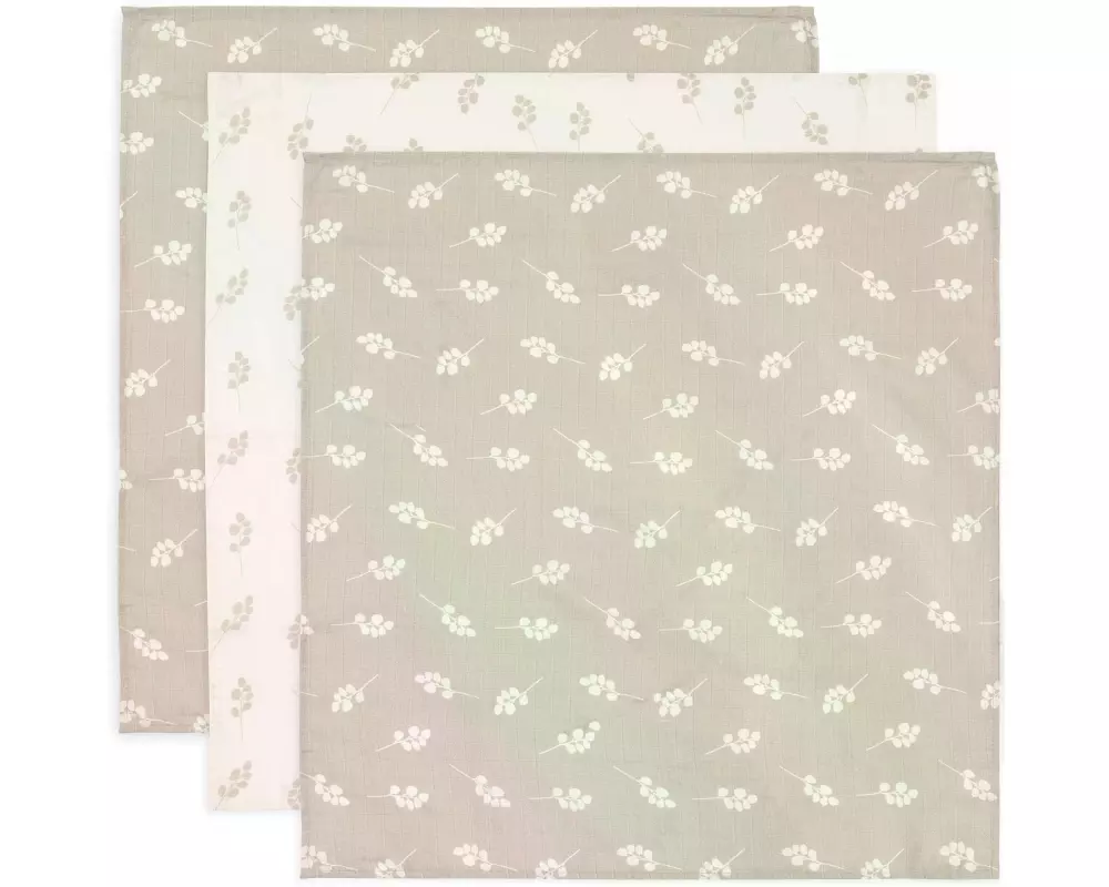 Jollein Mulltuch Nuscheli 3er Set Twig Olive Green 70 x 70 cm