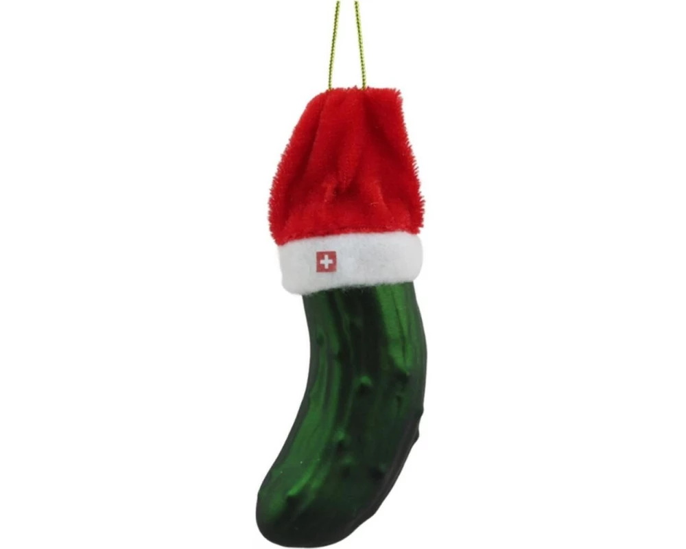 creanorm Weihnachtskugel Weihnachtsgurke mit Mütze Rot/Grün