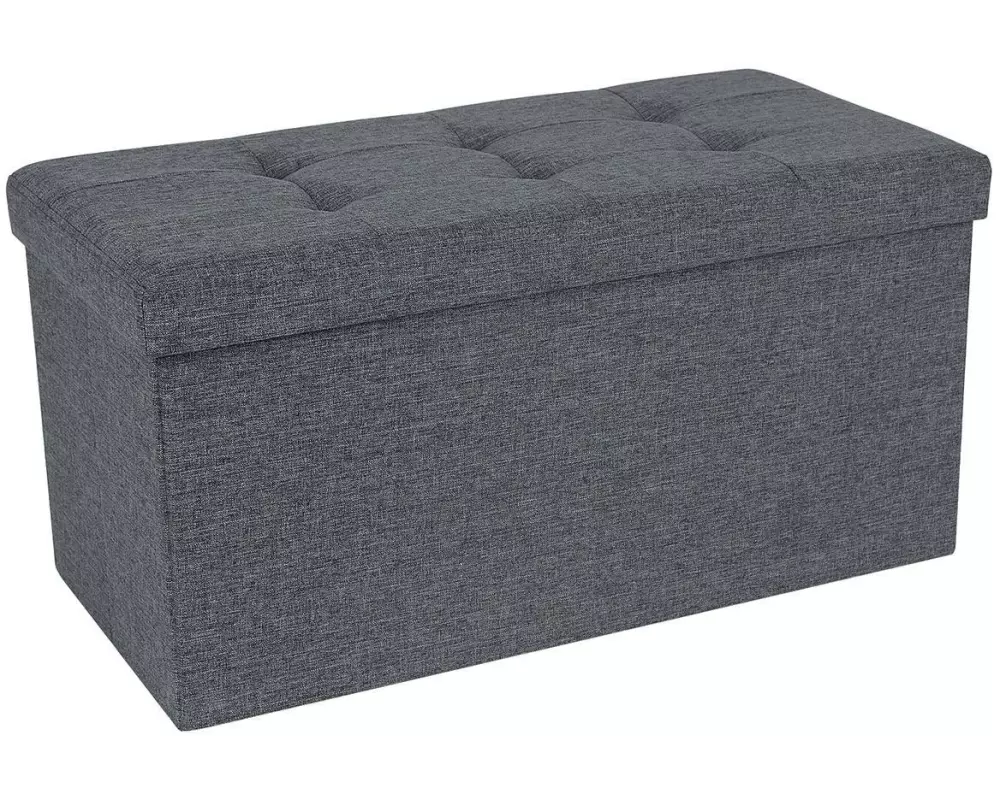 Songmics Sitztruhe Ottomane mit Stauraum 76 x 38 cm, Grau