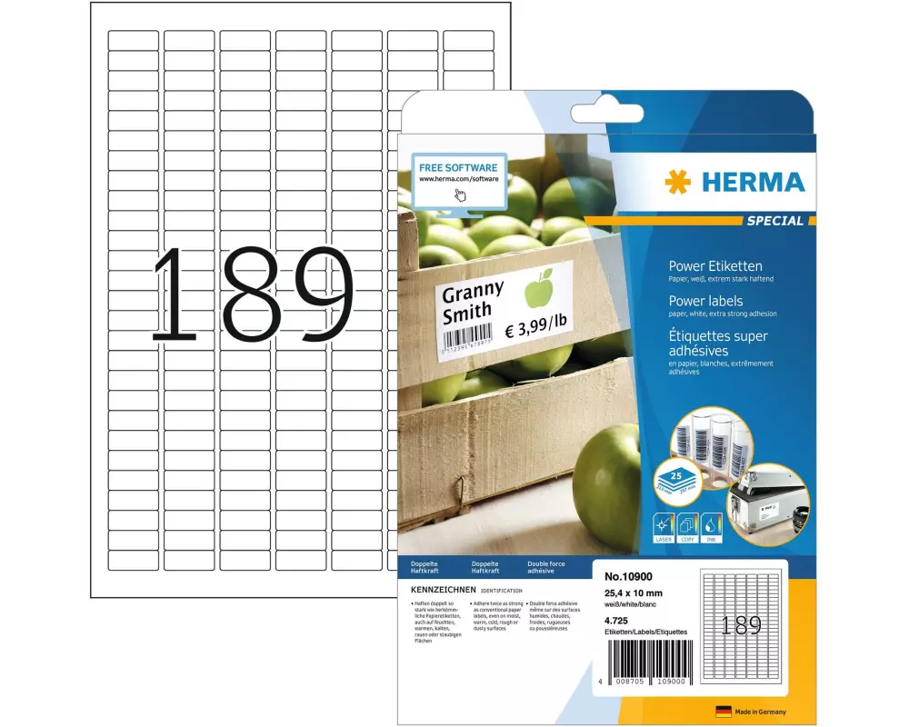 HERMA Universal-Etiketten Power 10900 25.4 x 10 mm