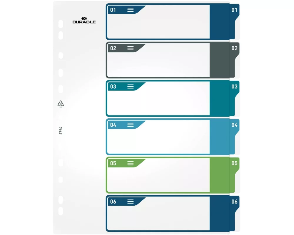 DURABLE Register A4+, 1-6, 5-farbig