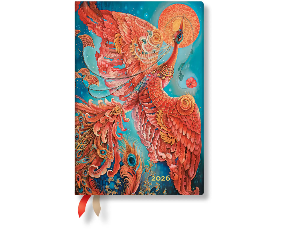 PAPERBLANKS Agenda Oiseau de Feu 2026 FF0961-1 1W/2S HOR Mini SC FR 9.5x14cm