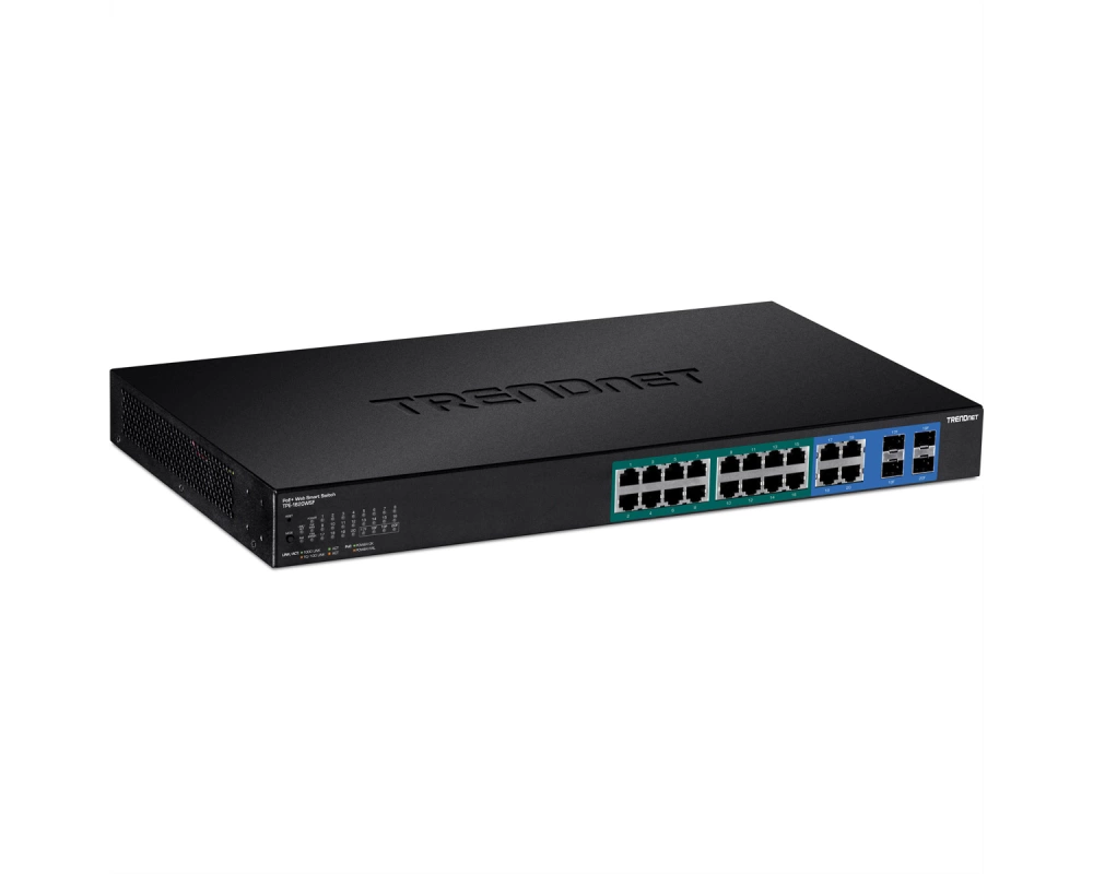 TRENDnet TPE-1620WSF 20-Port POE+ Switch Gigabit Web Smart, 2x SFP, 16x PoE+ (370W)