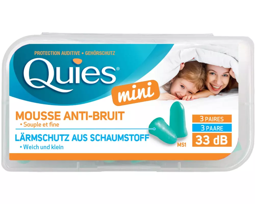 Quies Ohrstöpsel Lärmschutz aus Schaumstoff mini 6 Stück