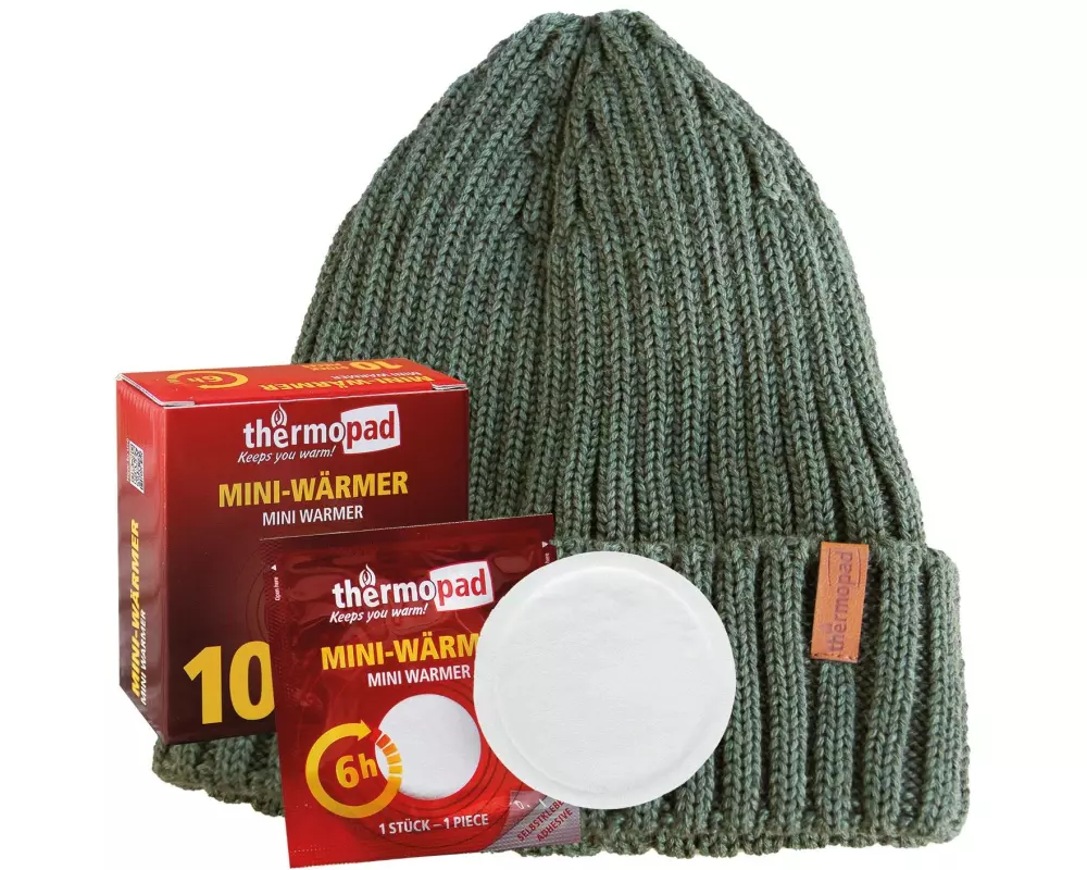 Thermopad multi BEANIE Merino inkl. 10 Miniwärmer - Olive