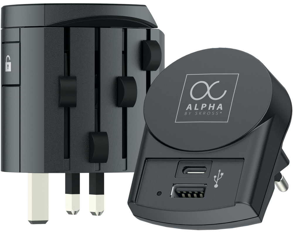 SKROSS World Adapter Premium Series 1.104103 Alpha Europe USB Charger A&C