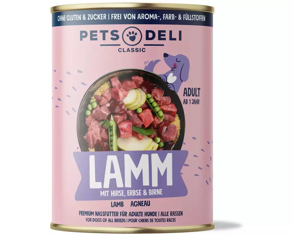 Pets Deli Classic Lamm, Hirse, Erbsen, Birne, Minze 400g