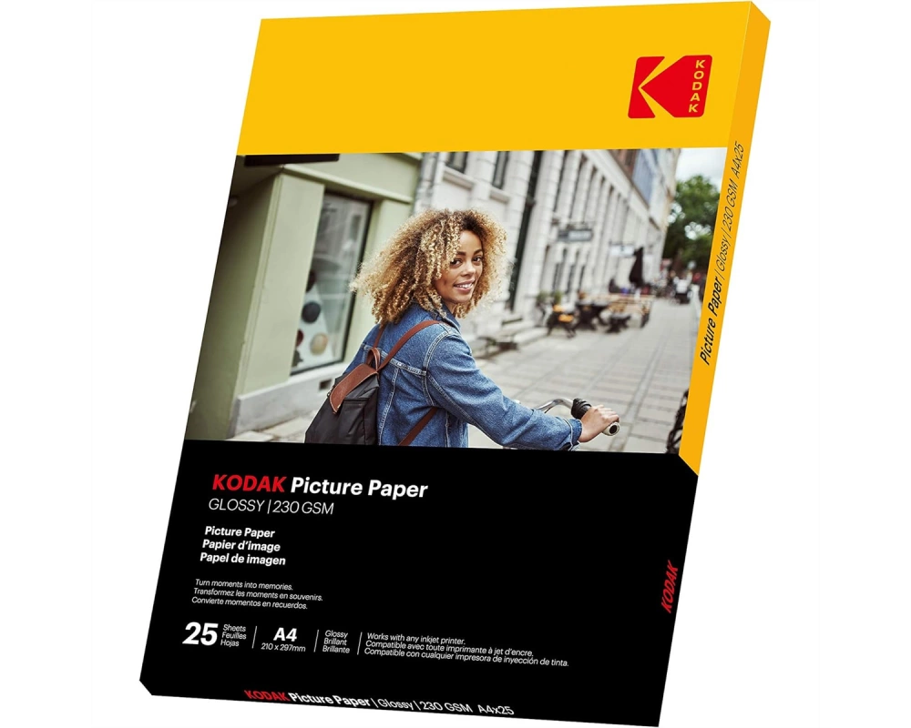 Kodak Fotopapier - 25 Blatt A4, 230g/qm, 21cm x 29.7cm, Hochlglanz