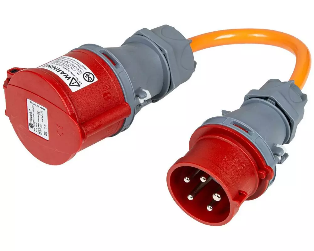 Normrahmen Adapterkabel CEE32/5 Kupplung – CEE16/5 Stecker