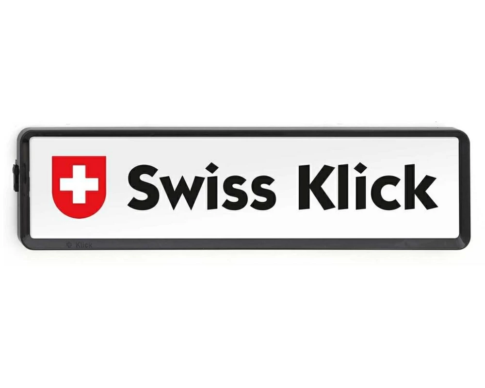 Swiss Klick Kennzeichenhalter Langformat Hinterseite Schwarz