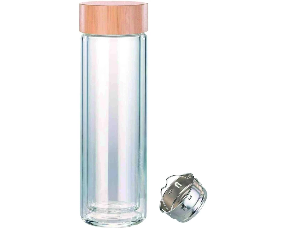 alpina Glaskaraffe mit Holzdeckel 0.45 l, Transparent