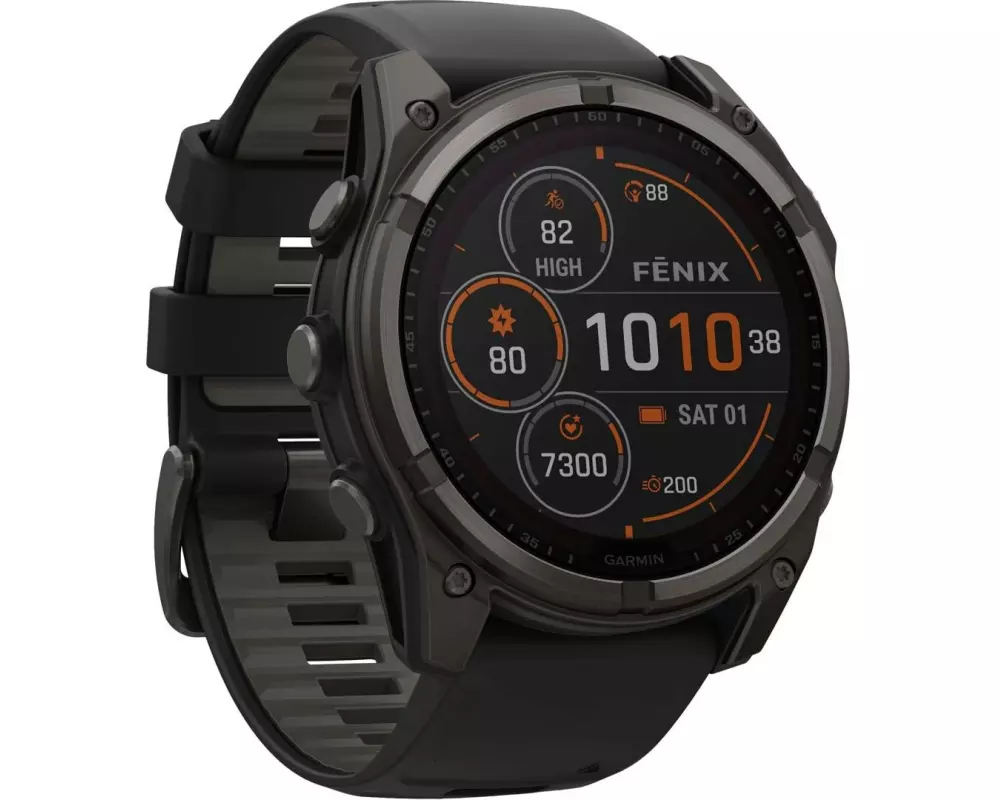 GARMIN Sportuhr Fenix 8 Solar Sapphire, 51 mm Schwarz