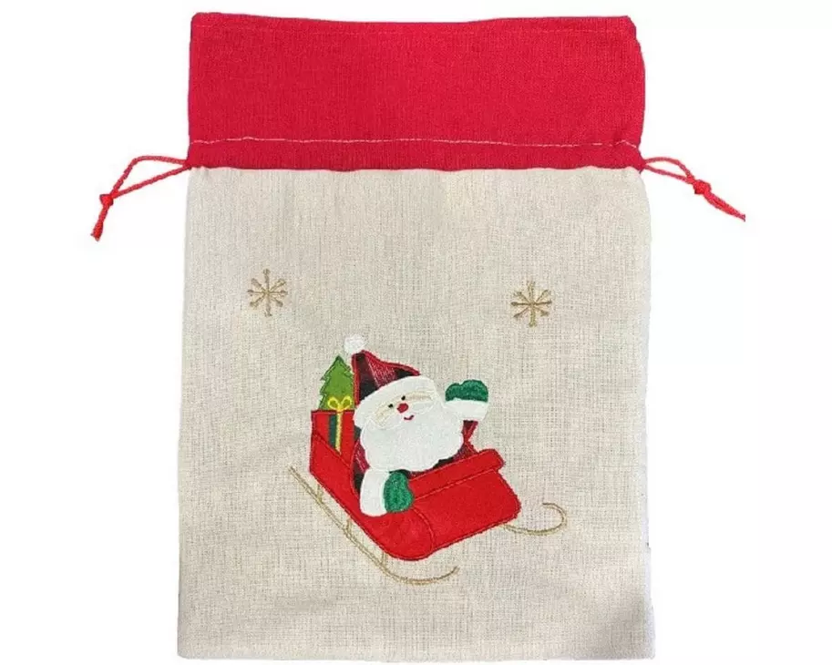 Dameco Jutesack Santa im Schlitten 25 x 35 cm