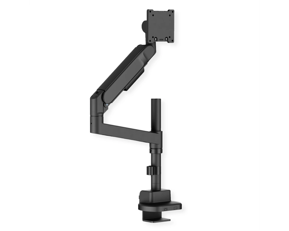 ROLINE Schwerlast-LCD-Arm, Trägerstange, 4 Gelenke, Tischmontage, bis 27 kg, schwarz