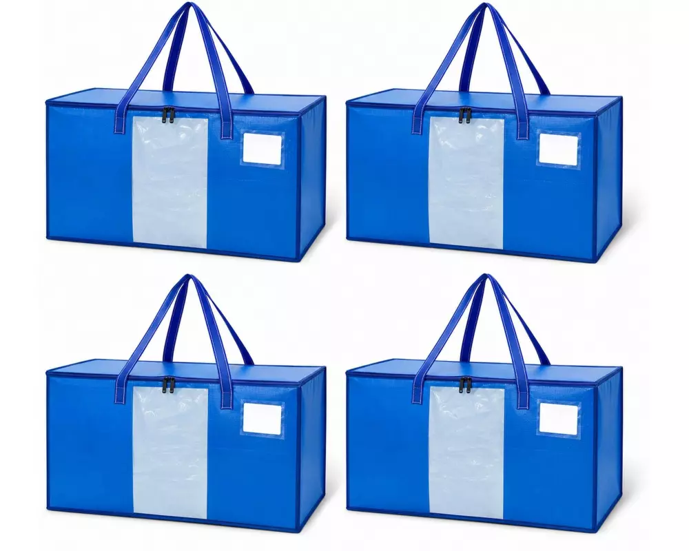 relaxdays Aufbewahrungstasche 100 l, Blau, 4 Stück