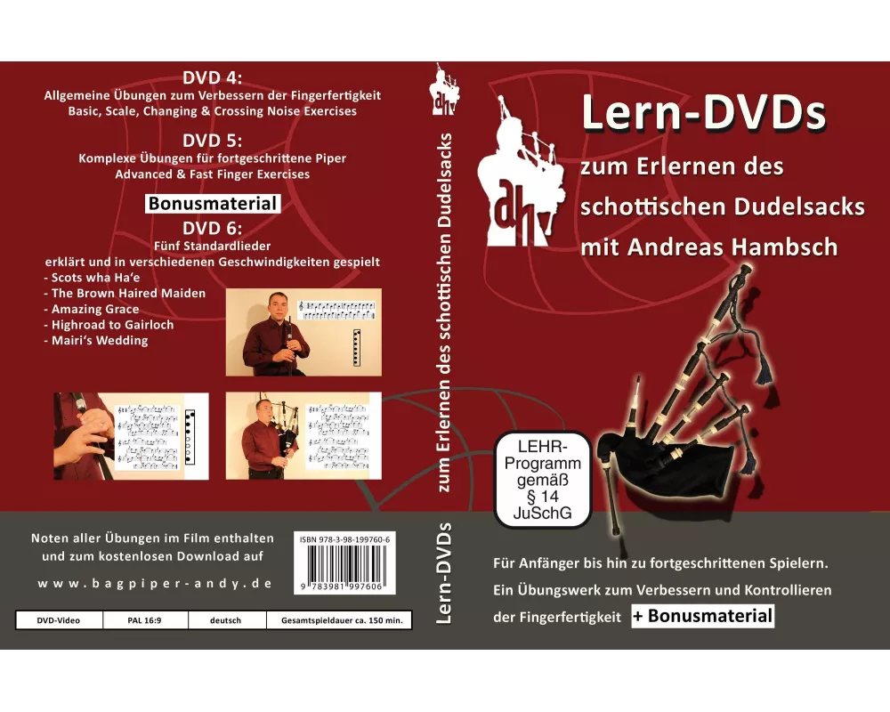 Dudelsack Lern DVDs - wichtige Übungen und die ersten Lieder